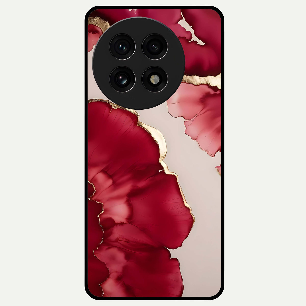  Pink And White Marble Glass Case For OnePlus 13R back cover – full design glossy printed glass finish