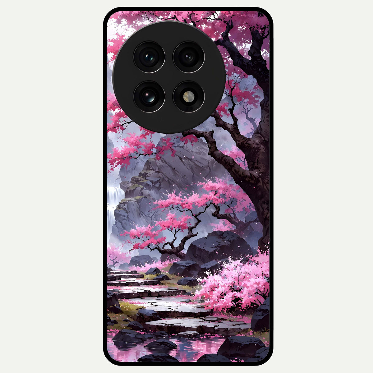  Pink Sunflower Glow Glass Case For OnePlus 13R back cover – full design glossy printed glass finish