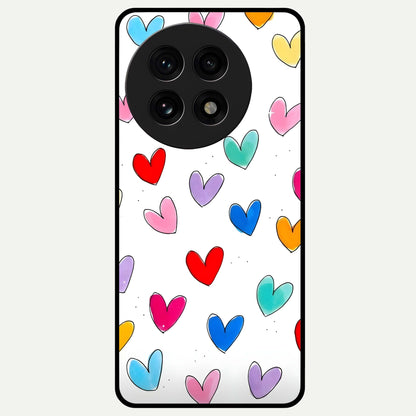  Playful Love Doodles Glass Case For OnePlus 13R back cover – full design glossy printed glass finish