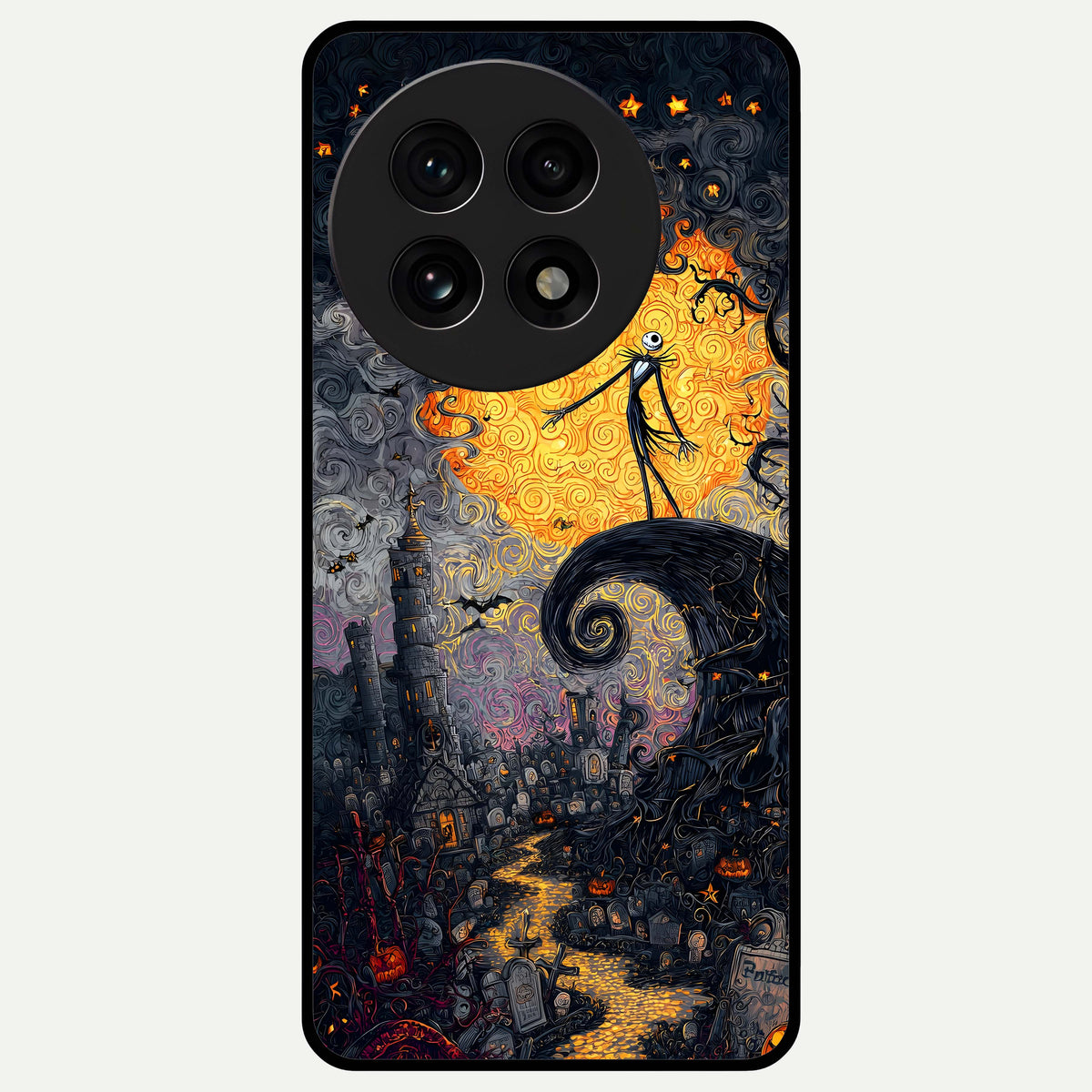 Pumpkin Moonlight Tale Glass Case For OnePlus 13R back cover – full design glossy printed glass finish