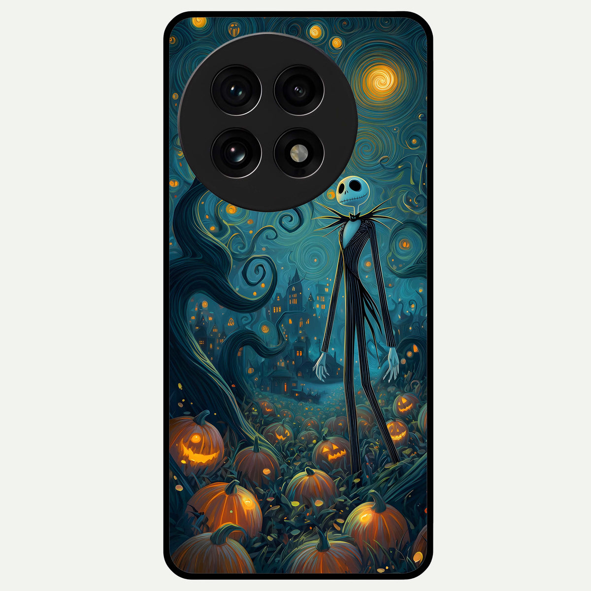  Pumpkin Moon Night Glass Case For OnePlus 13R back cover – full design glossy printed glass finish