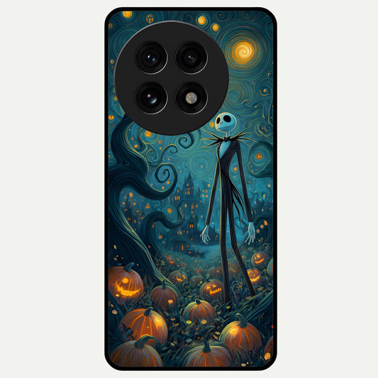  Pumpkin Moon Night Glass Case For OnePlus 13R back cover – full design glossy printed glass finish