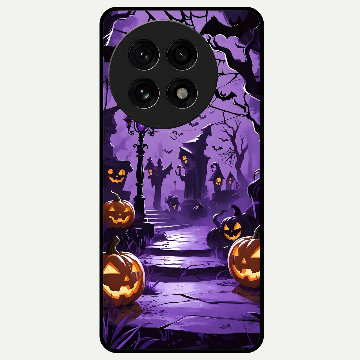  Pumpkin Patch Halloween Glass Case For OnePlus 13R back cover – full design glossy printed glass finish