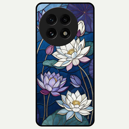  Purple Lotus Stained Glass Case For OnePlus 13R back cover – full design glossy printed glass finish