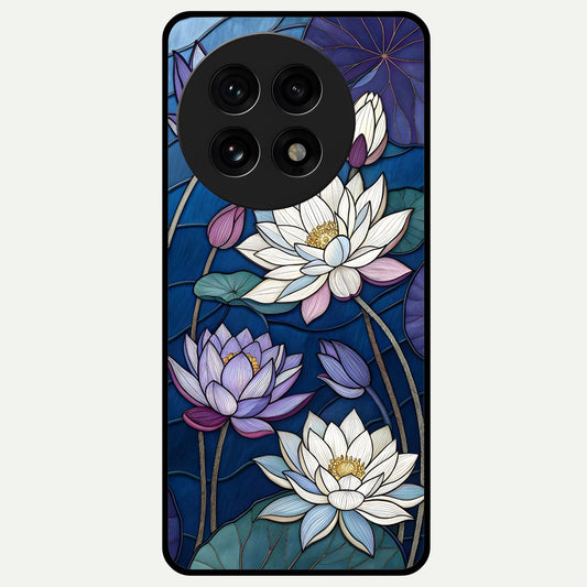  Purple Lotus Stained Glass Case For OnePlus 13R back cover – full design glossy printed glass finish
