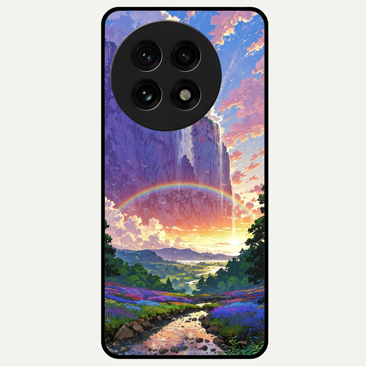  Rainbow Valley Dream Glass Case For OnePlus 13R back cover – full design glossy printed glass finish
