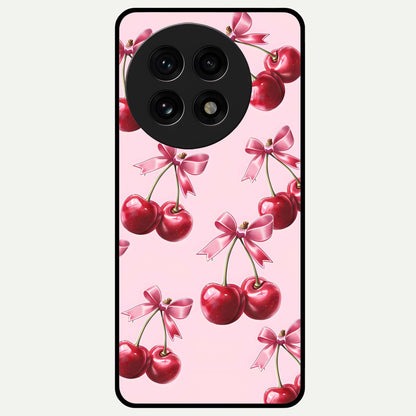  Red Cherries Pattern Glass Case For OnePlus 13R back cover – full design glossy printed glass finish