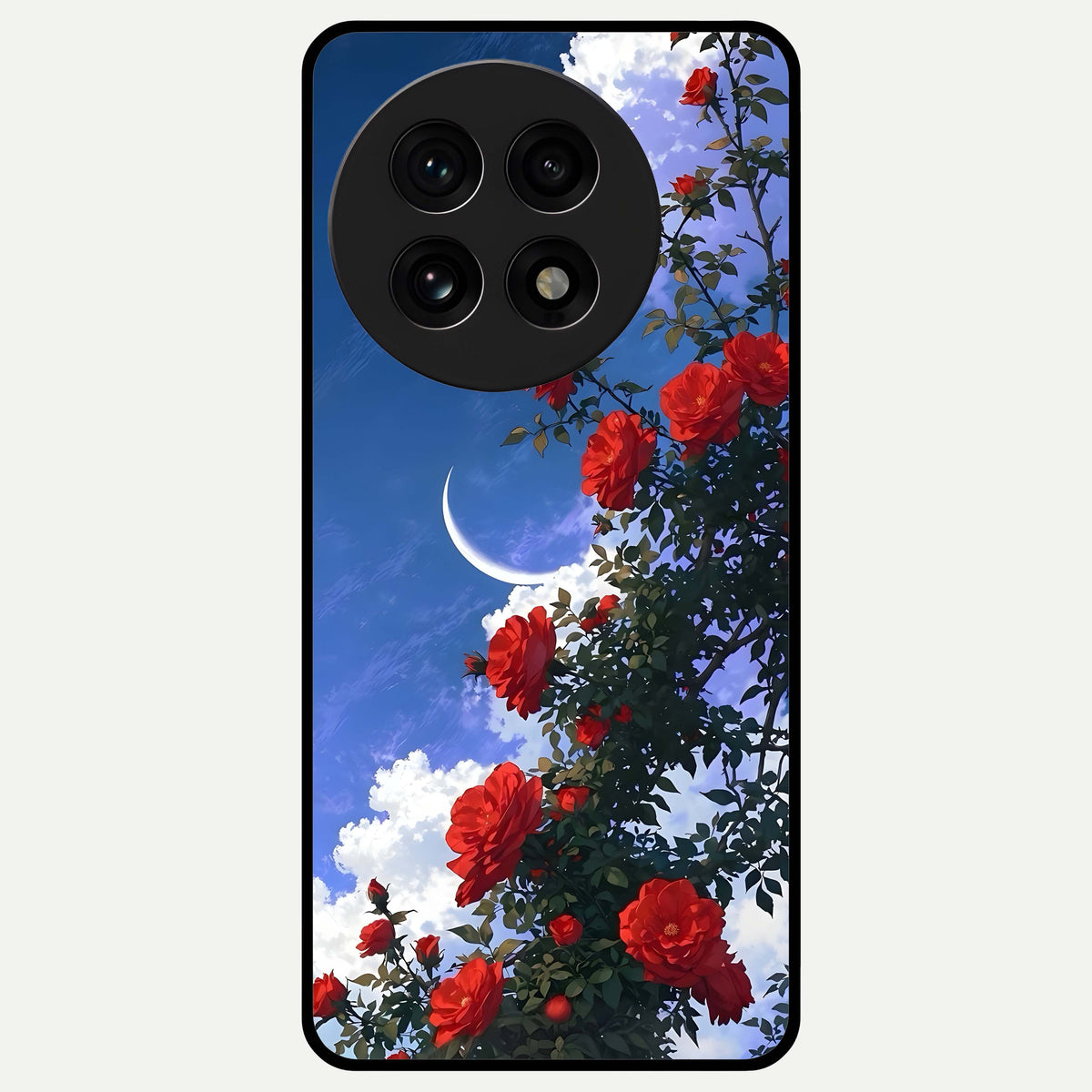  Rose Drift Flowers Glass Case For OnePlus 13R back cover – full design glossy printed glass finish