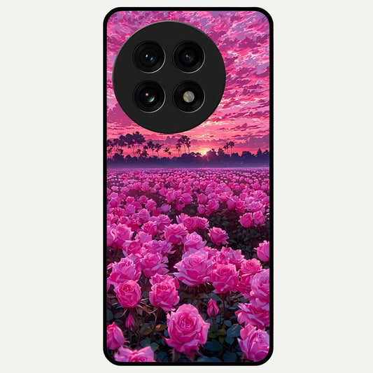  Rose Sunset Valley Glass Case For OnePlus 13R back cover – full design glossy printed glass finish