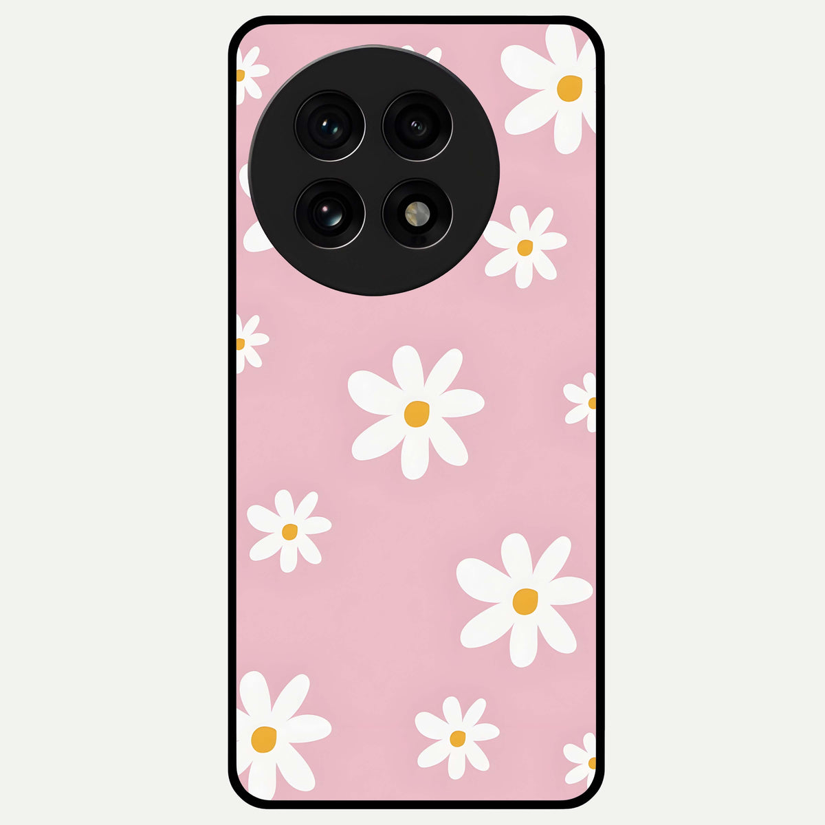  Soft Daisy Bliss Glass Case For OnePlus 13R back cover – full design glossy printed glass finish