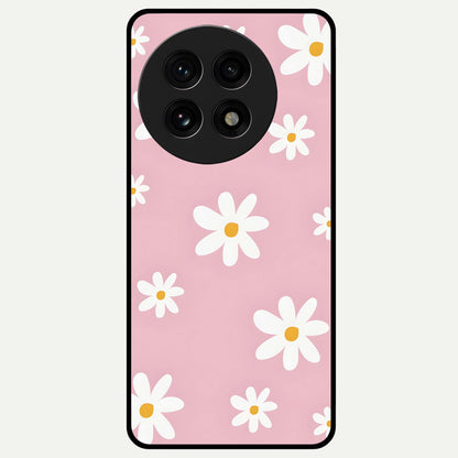  Soft Daisy Bliss Glass Case For OnePlus 13R back cover – full design glossy printed glass finish