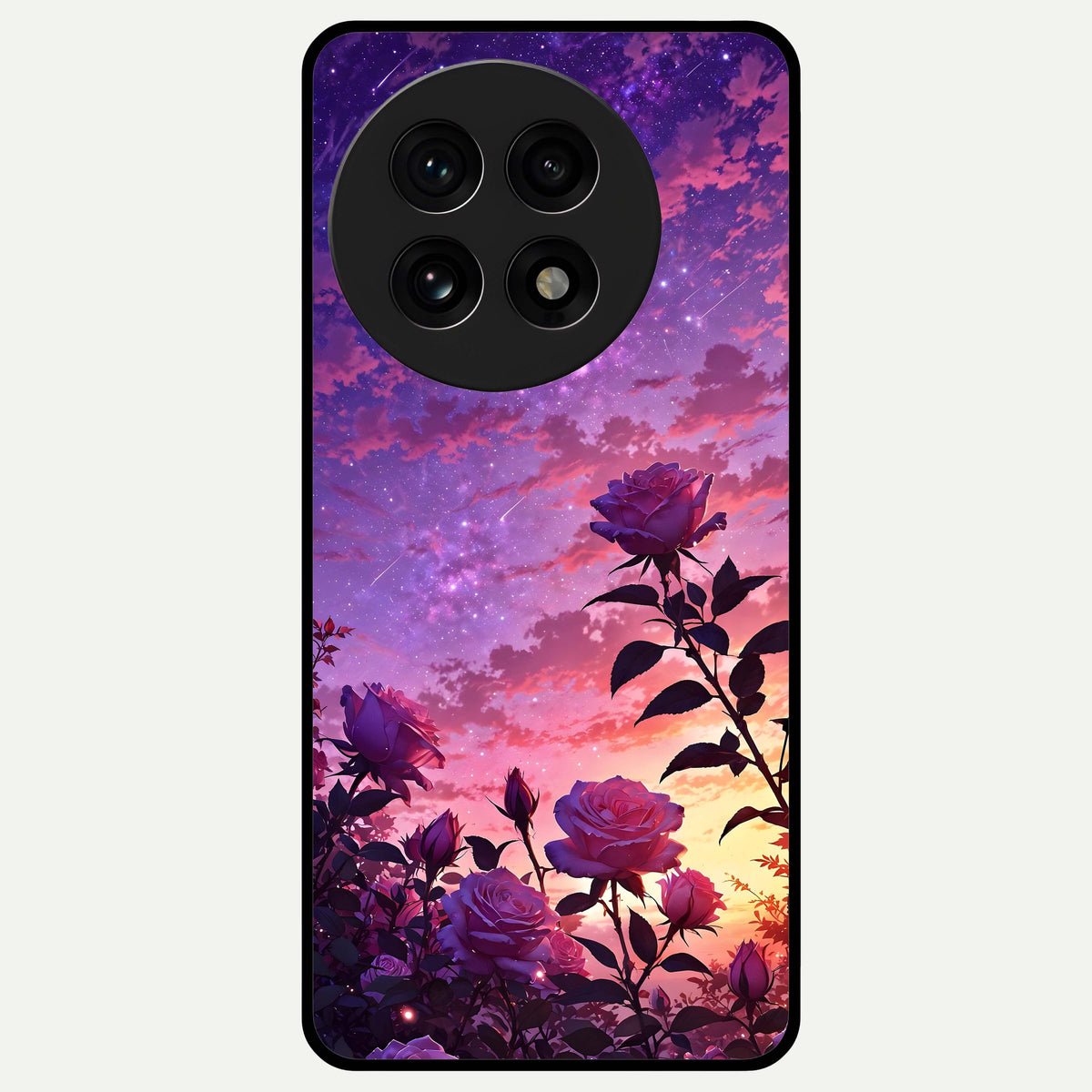  Starlit Rose Twilight Glass Case For OnePlus 13R back cover – full design glossy printed glass finish