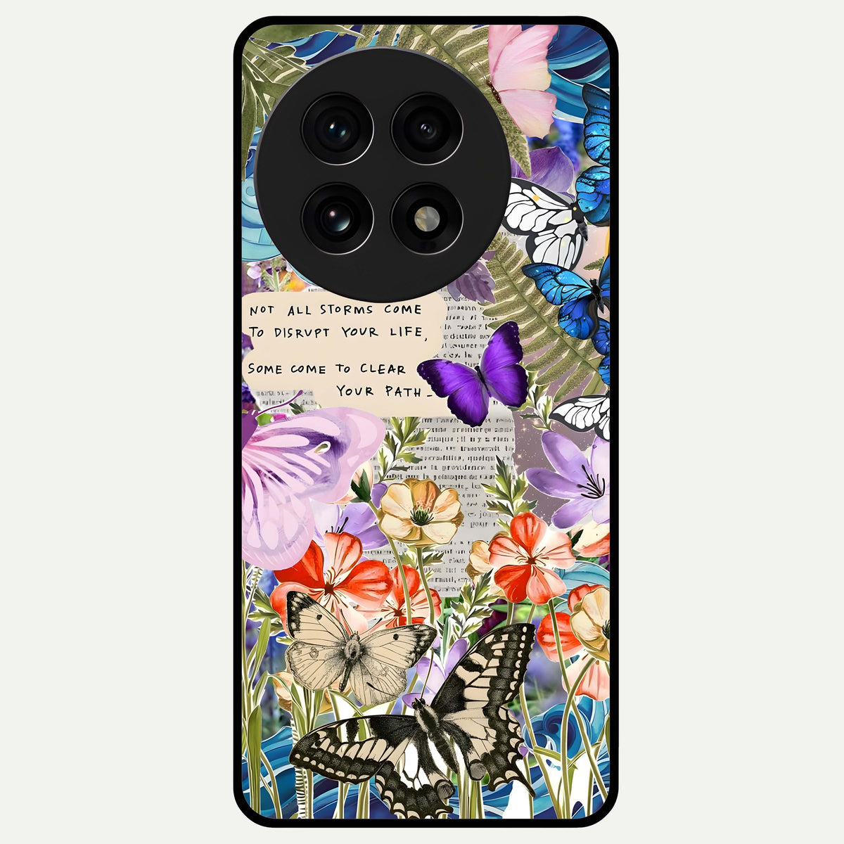  Storm Path Bloom Glass Case For OnePlus 13R back cover – full design glossy printed glass finish