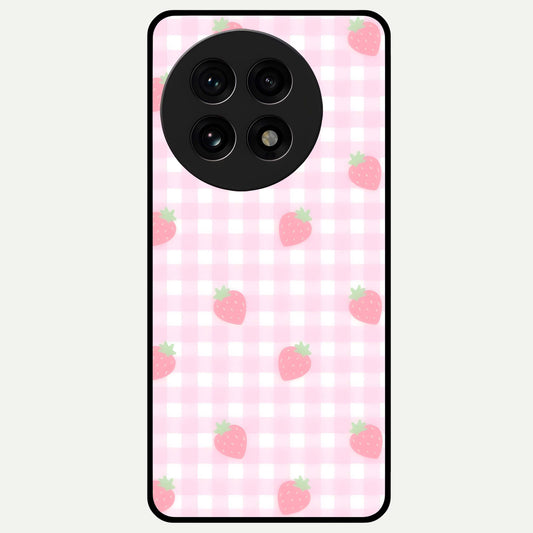  Strawberry Picnic Love Glass Case For OnePlus 13R back cover – full design glossy printed glass finish