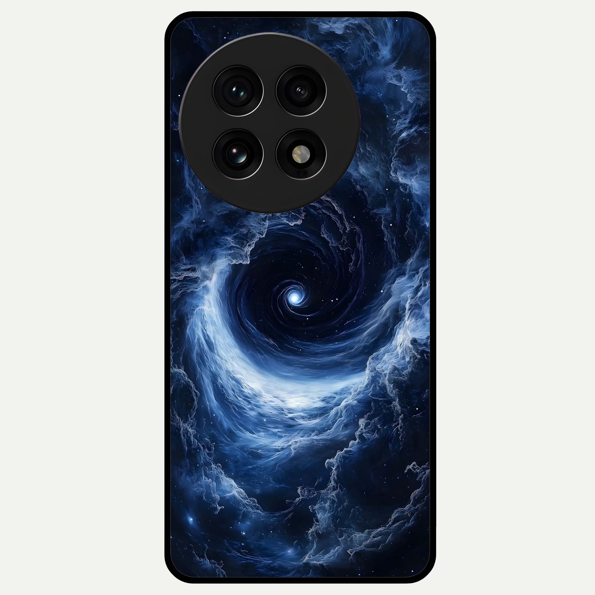 Stunning Galaxy Glass Case captured at a warm angle highlighting cosmic brilliance, gloss, and edge clarity.