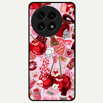  Sweet Cherry Chaos Glass Case For OnePlus 13R back cover – full design glossy printed glass finish