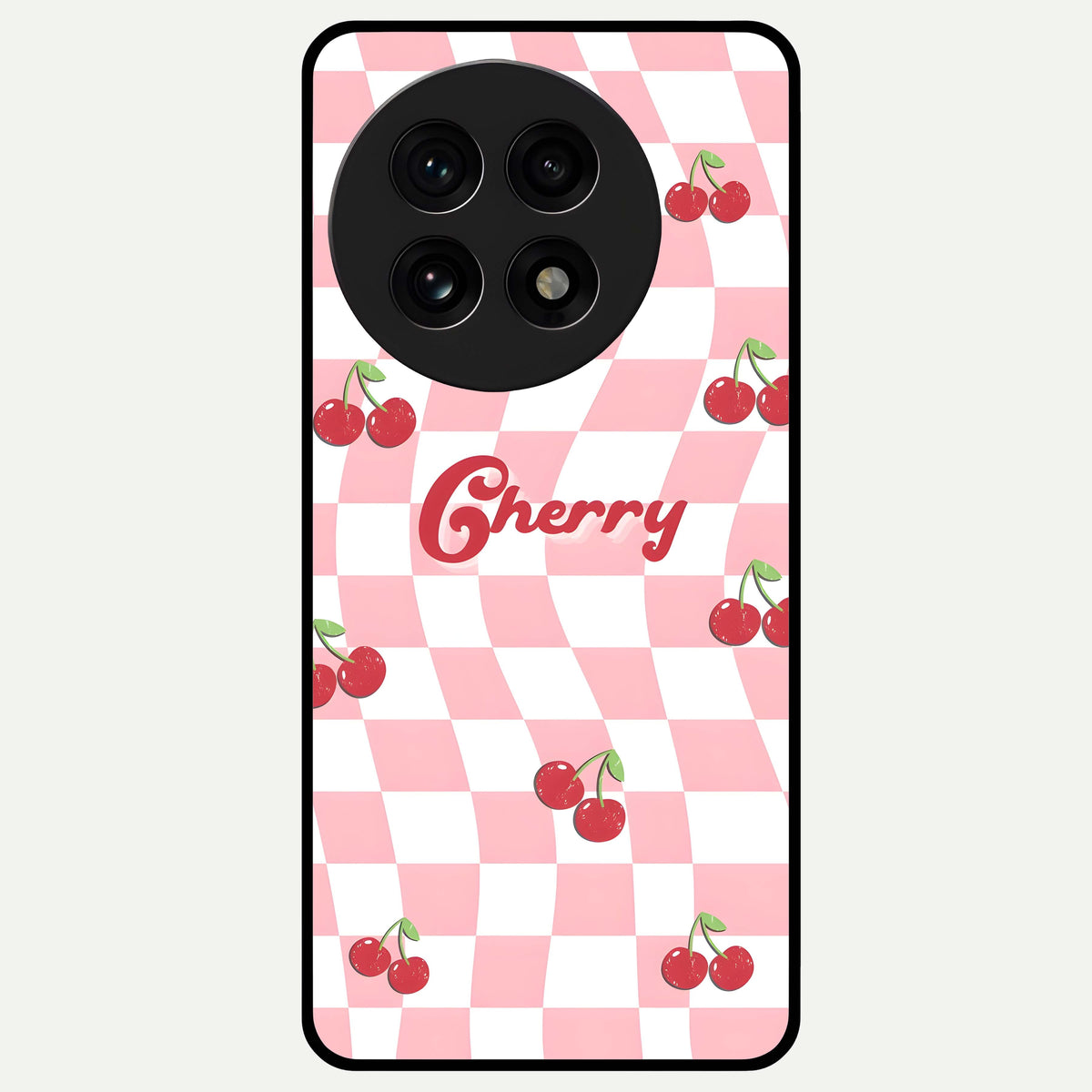  Sweet Cherry Vibes Glass Case For OnePlus 13R back cover – full design glossy printed glass finish