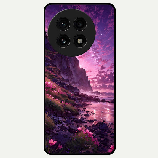  Twilight Blossom Coast Glass Case For OnePlus 13R back cover – full design glossy printed glass finish