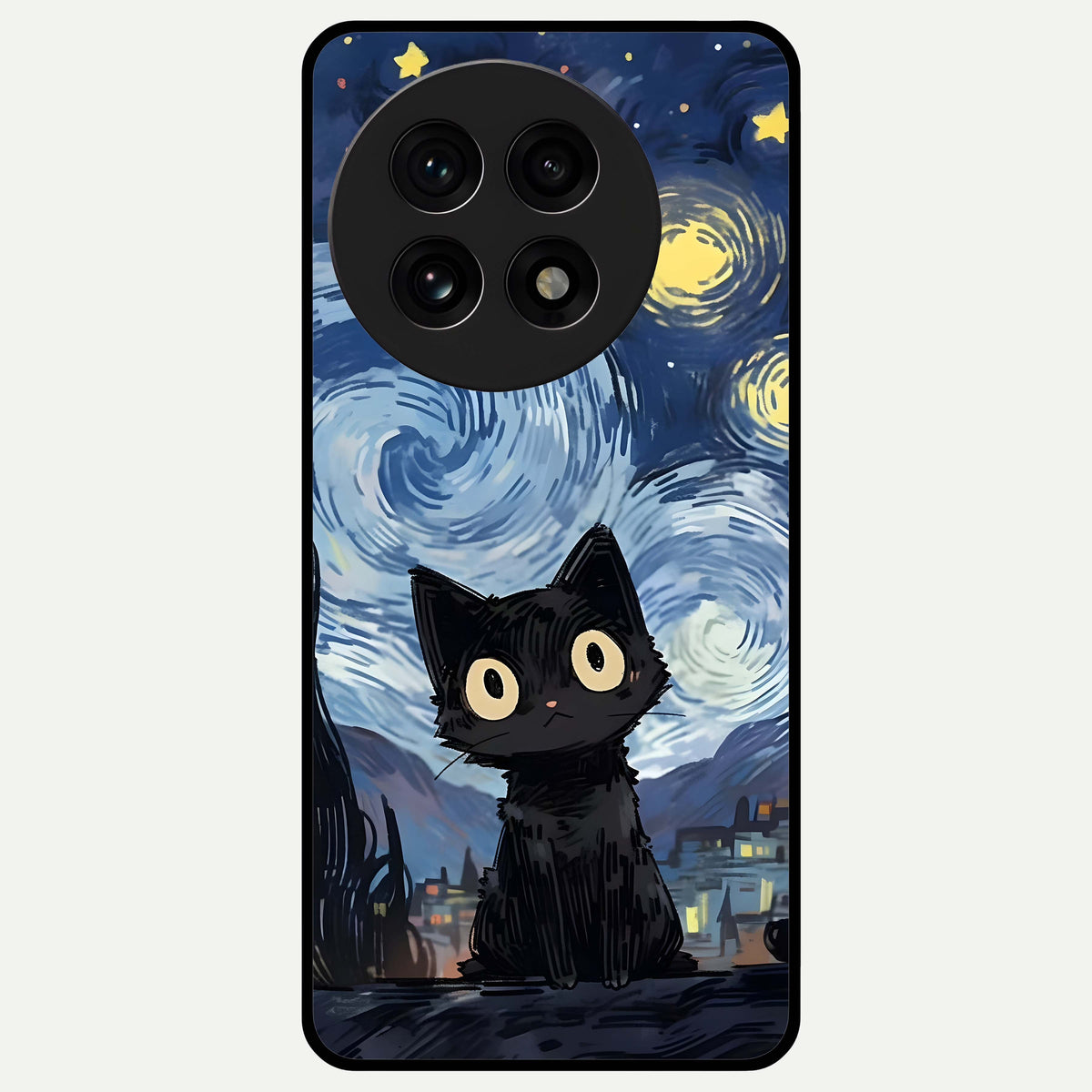  Van Gogh Cat Glass Case For OnePlus 13R back cover – full design glossy printed glass finish