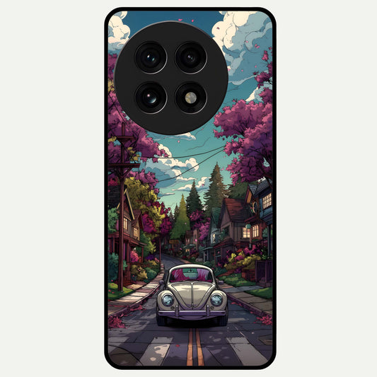  Vintage Street Drive Glass Case For OnePlus 13R back cover – full design glossy printed glass finish