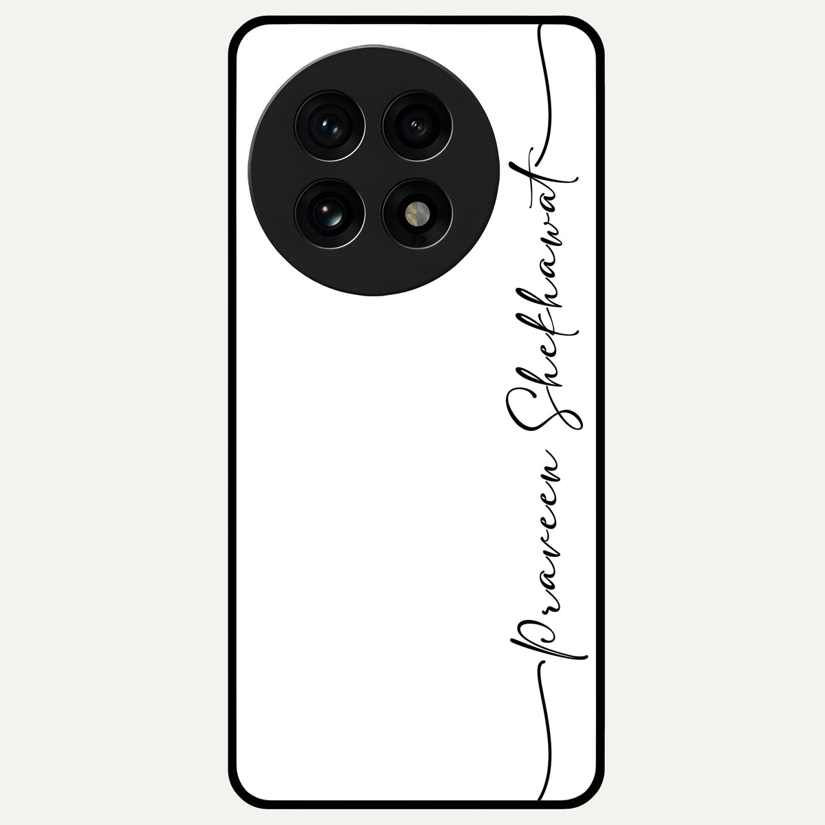  White Tune Custom Name Glass Case For OnePlus 13R back cover – personalized glossy printed glass finish