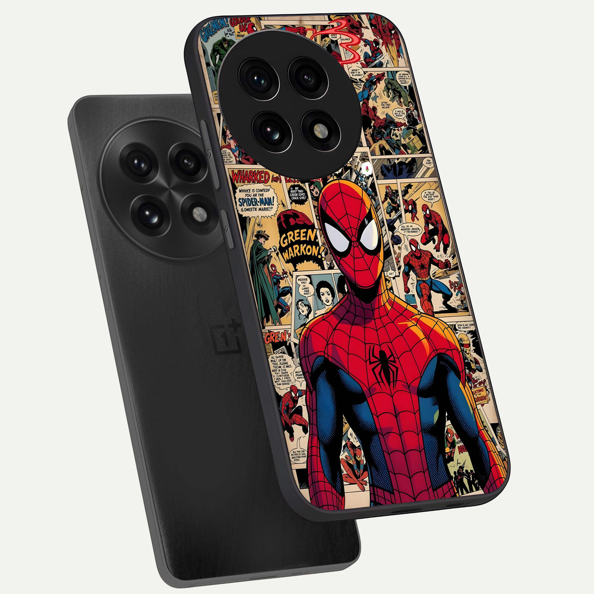  Aesthetic Spider phone case For OnePlus 13R showing premium glass back cover with detailed artwork