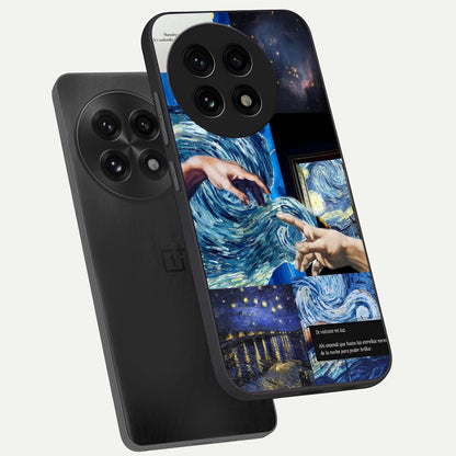  Aesthetic Vando Hands phone case For OnePlus 13R showing premium glass back cover with detailed artwork