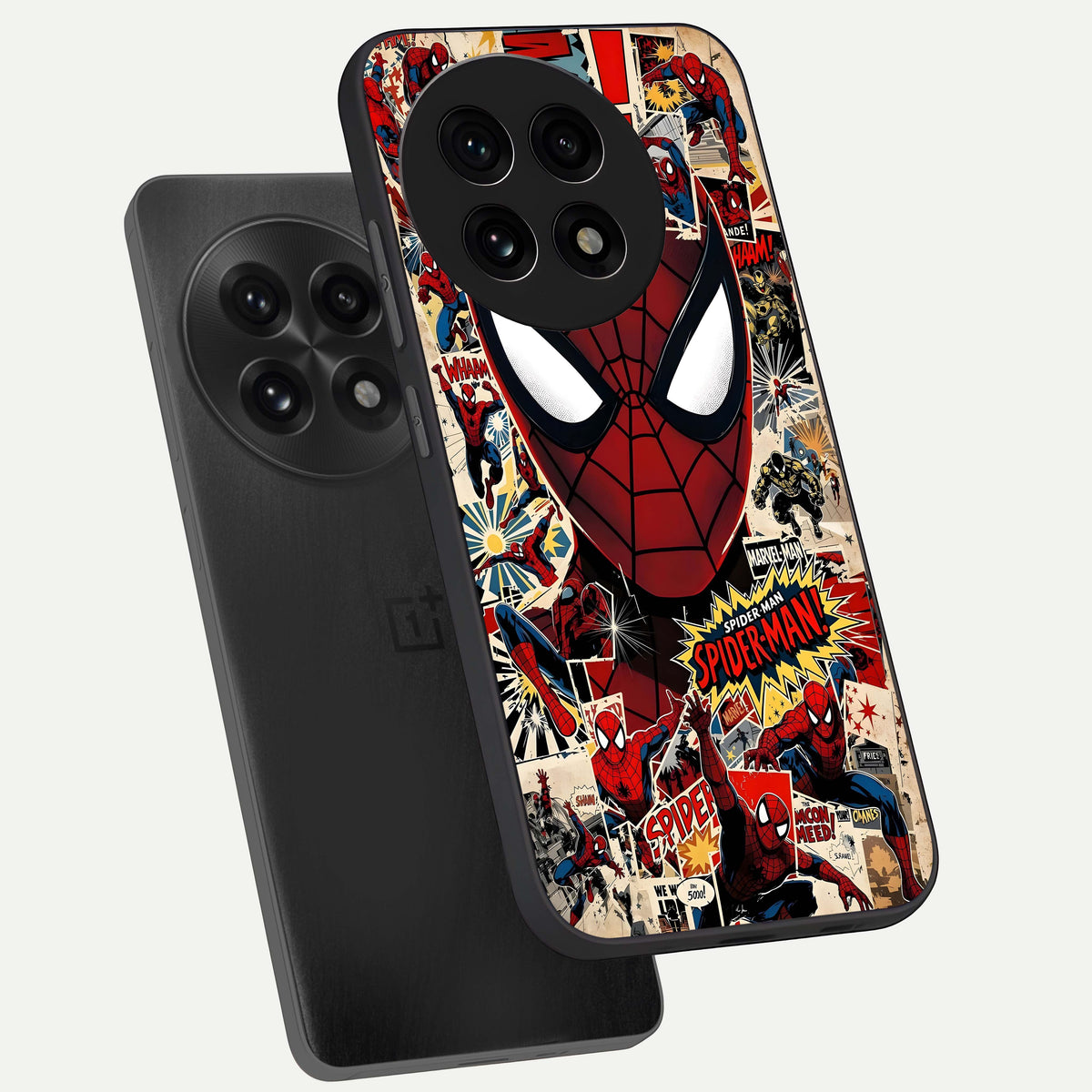  Aesthetic Wonder Spider phone case For OnePlus 13R showing premium glass back cover with detailed artwork