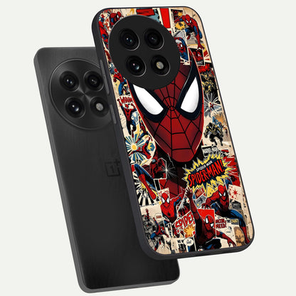  Aesthetic Wonder Spider phone case For OnePlus 13R showing premium glass back cover with detailed artwork