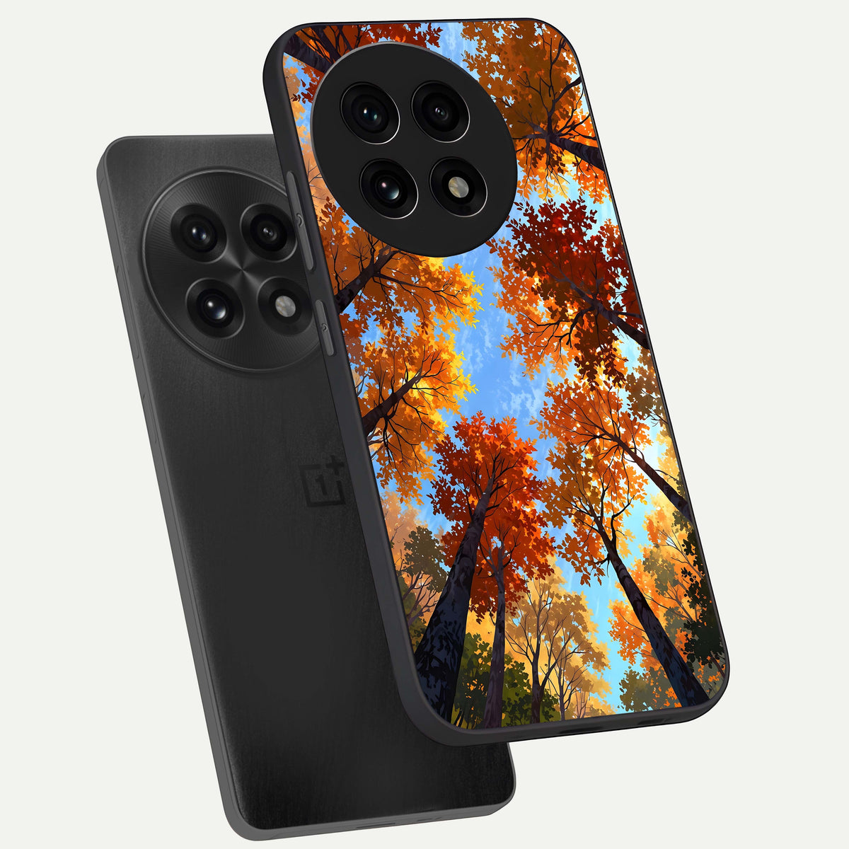  Autumn Sky Rise phone case For OnePlus 13R showing premium glass back cover with detailed artwork