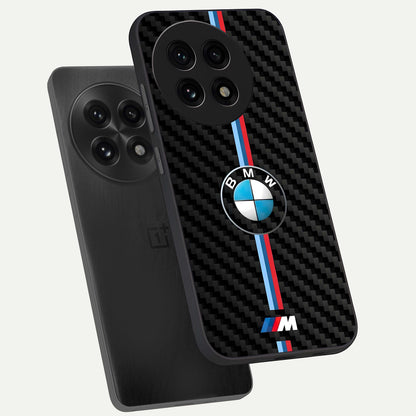  BMW Pattern phone case For OnePlus 13R showing premium glass back cover with detailed artwork