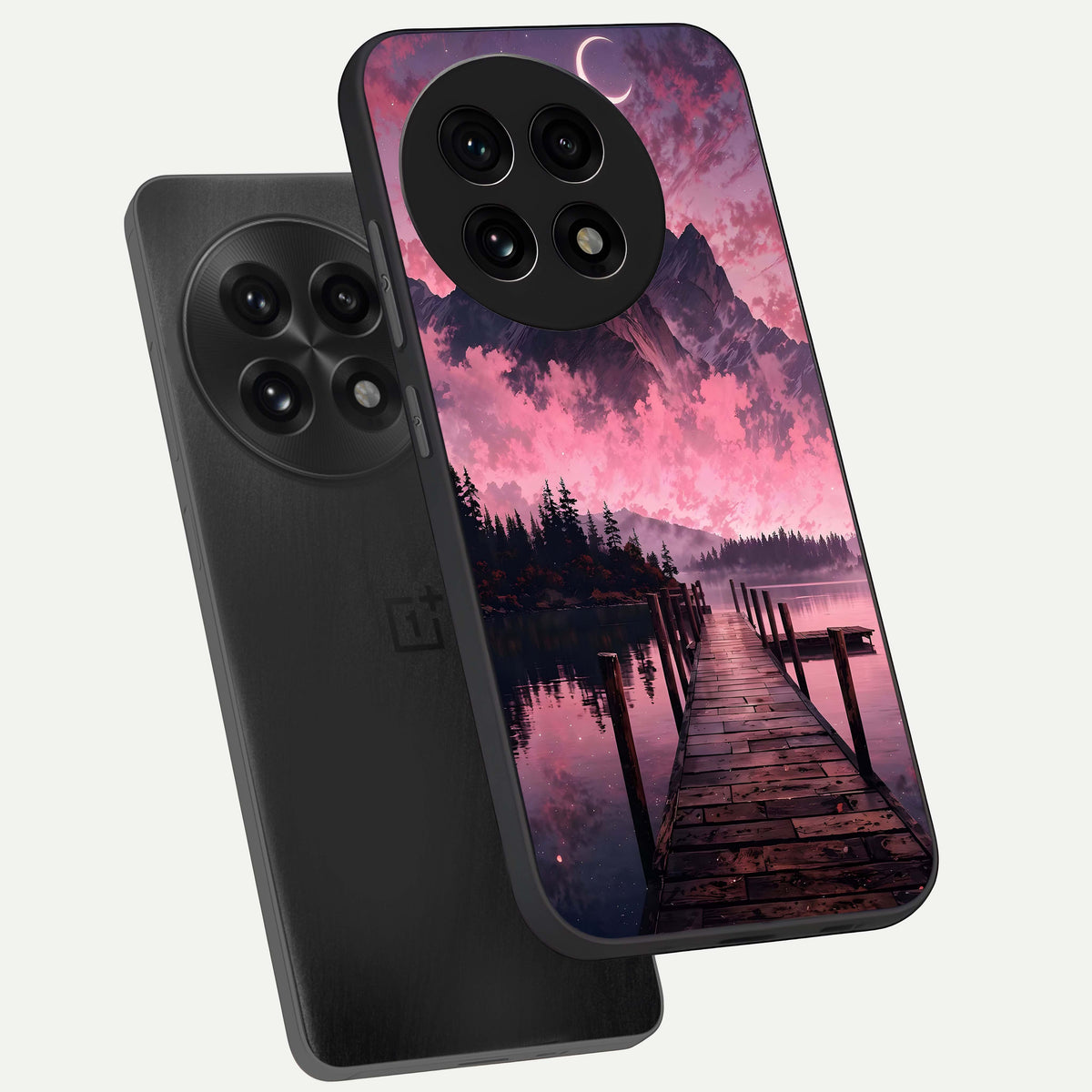  Beautiful Mountain View phone case For OnePlus 13R showing premium glass back cover with detailed artwork