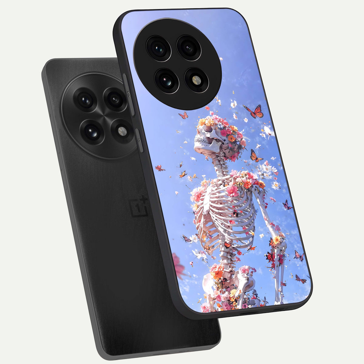 Bloom Beyond Bones phone case For OnePlus 13R showing premium glass back cover with detailed artwork