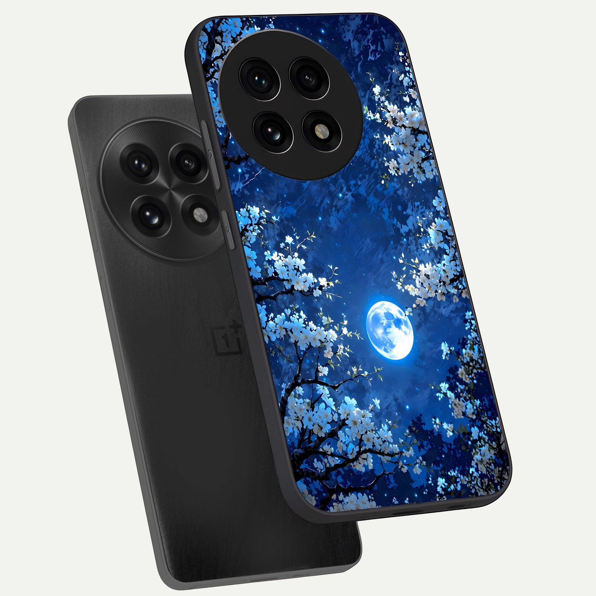  Blossom Moonlight Sky phone case For OnePlus 13R showing premium glass back cover with detailed artwork