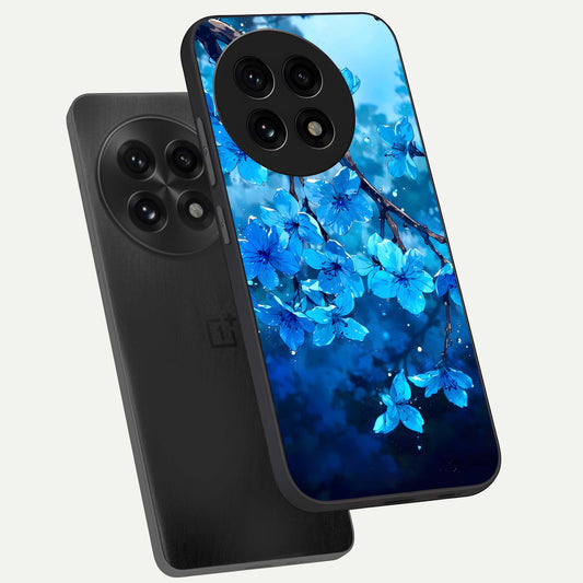  Blue Blossoms Branch phone case For OnePlus 13R showing premium glass back cover with detailed artwork