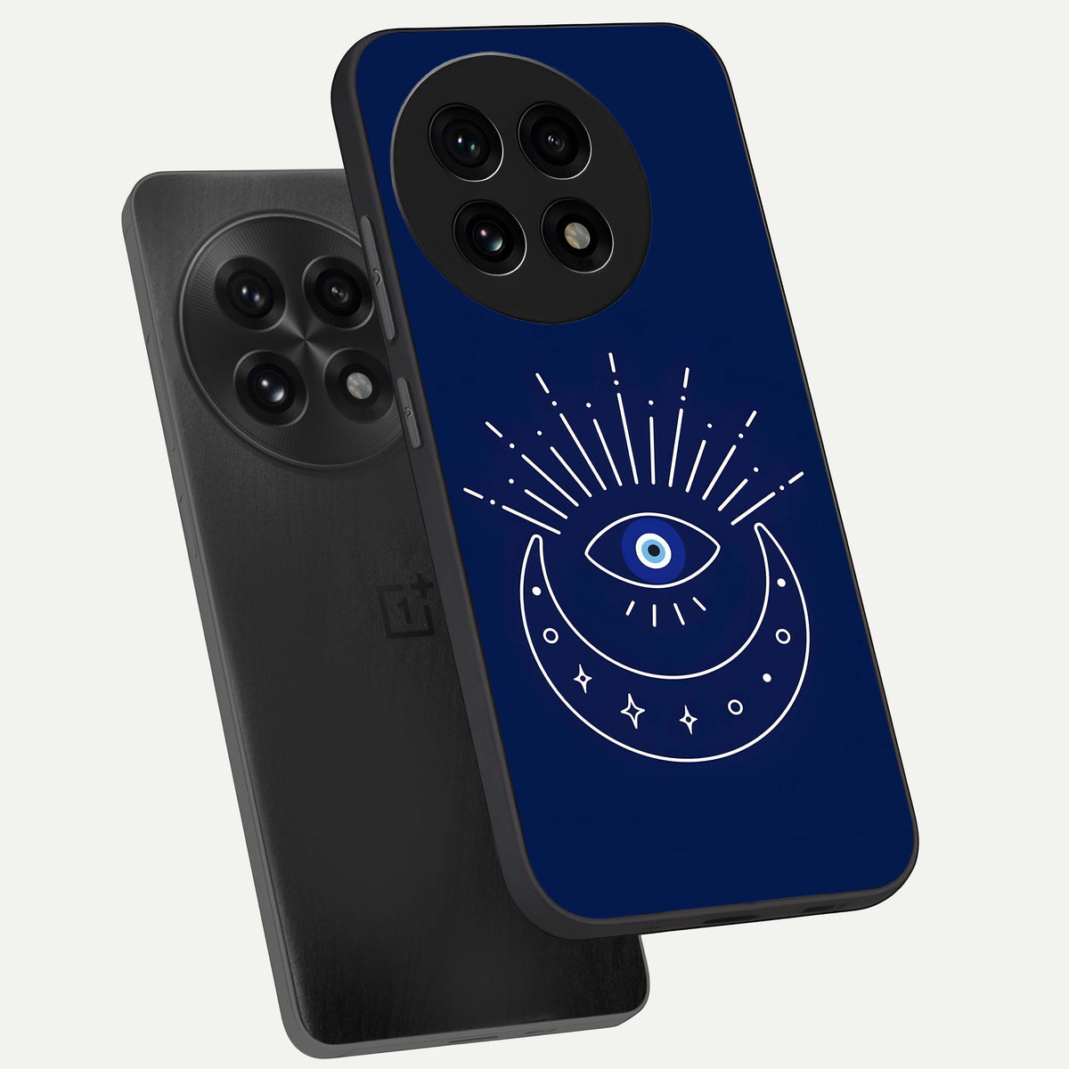  Blue Evil Eye phone case For OnePlus 13R showing premium glass back cover with detailed artwork