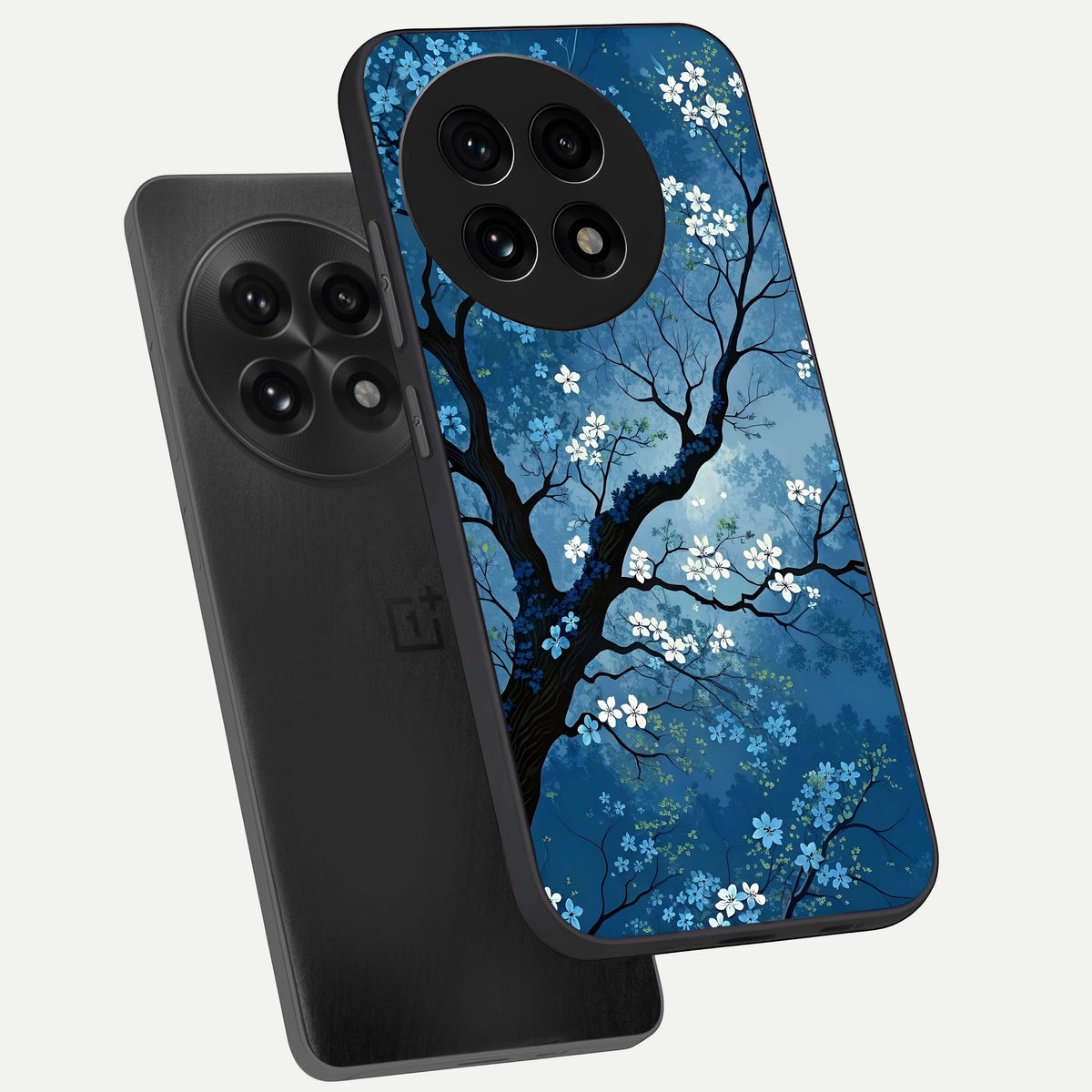  Blue Tree Serenity phone case For OnePlus 13R showing premium glass back cover with detailed artwork