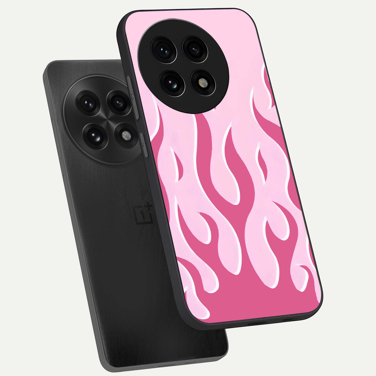  Blush Flame Energy phone case For OnePlus 13R showing premium glass back cover with detailed artwork