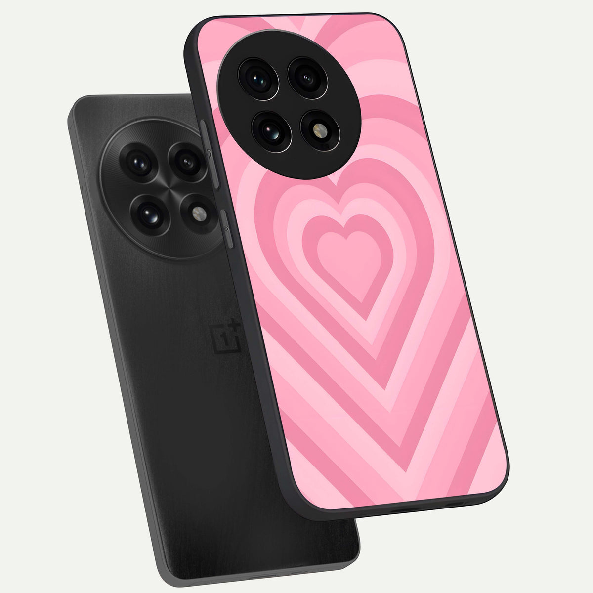  Blush Heart Waves phone case For OnePlus 13R showing premium glass back cover with detailed artwork