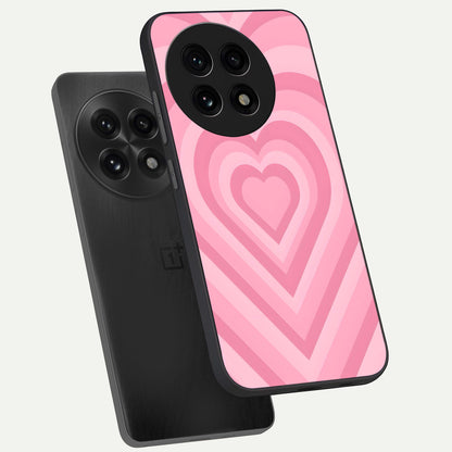  Blush Heart Waves phone case For OnePlus 13R showing premium glass back cover with detailed artwork