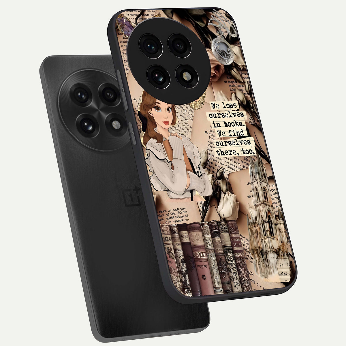  Bookish Dream World phone case For OnePlus 13R showing premium glass back cover with detailed artwork