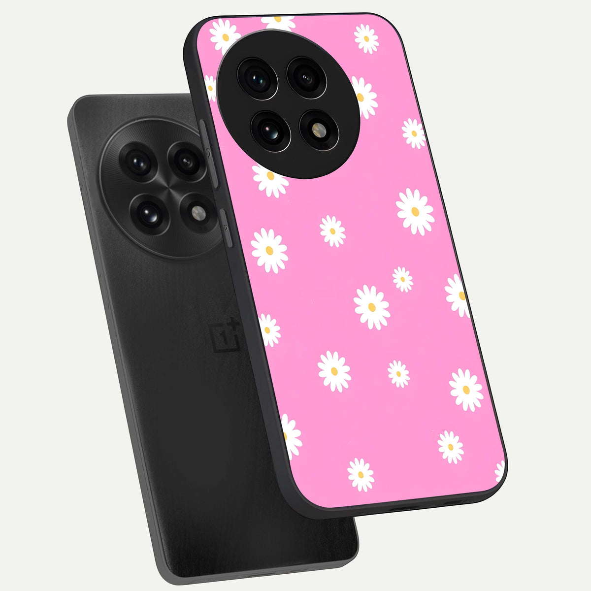  Bubblegum Daisy Pop phone case For OnePlus 13R showing premium glass back cover with detailed artwork
