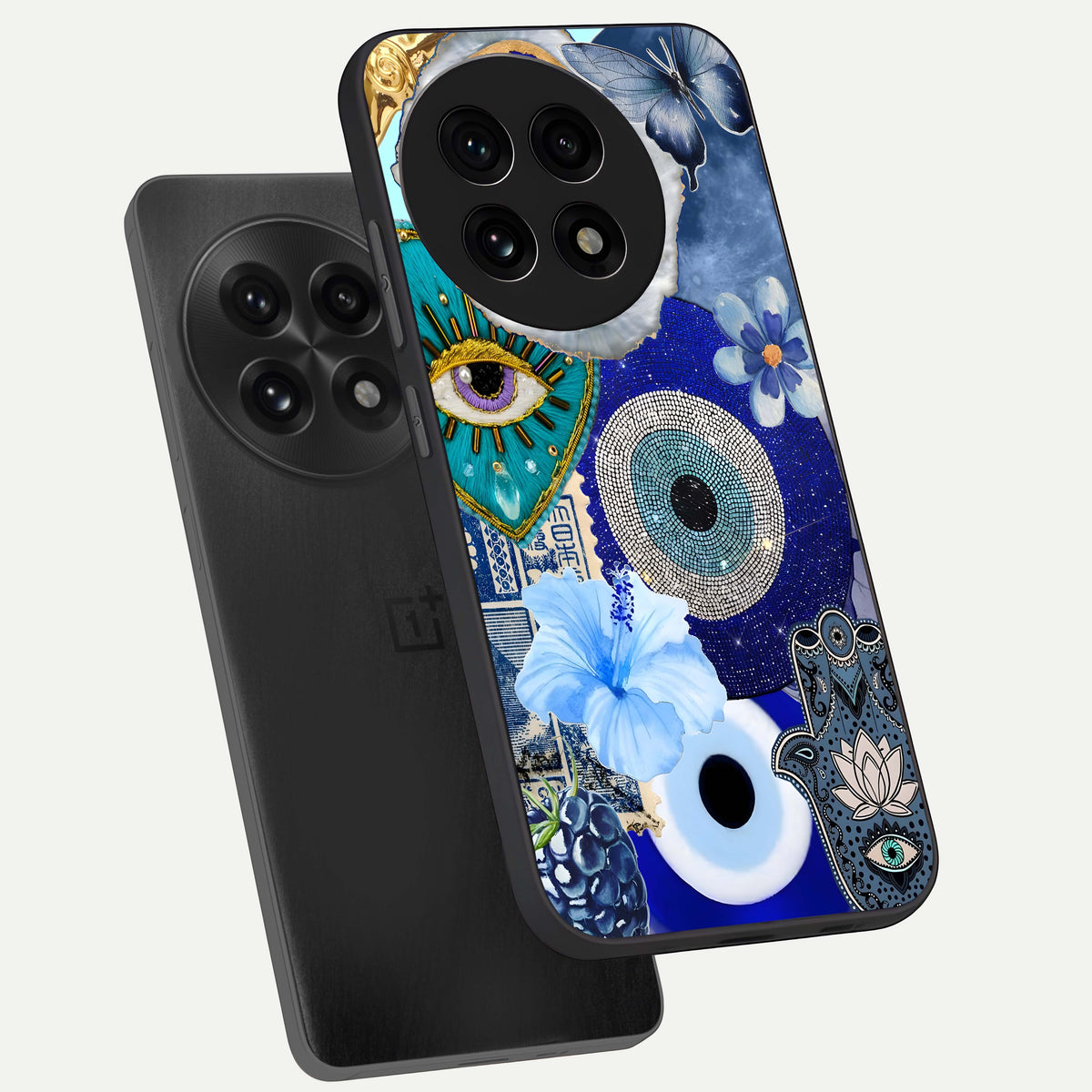  Celestial Blue Vision phone case For OnePlus 13R showing premium glass back cover with detailed artwork