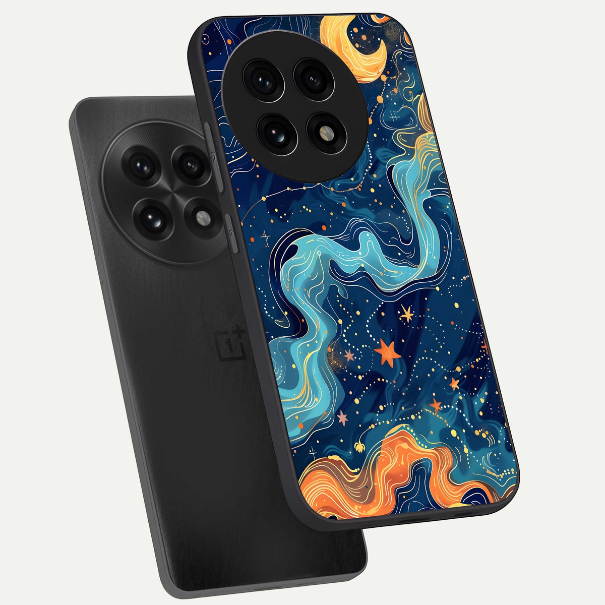  Celestial Dream Flow phone case For OnePlus 13R showing premium glass back cover with detailed artwork