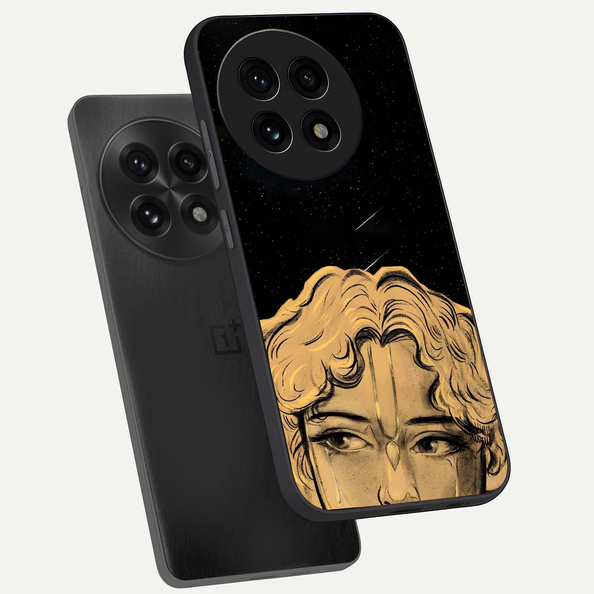  Celestial Gods Plan phone case For OnePlus 13R showing premium glass back cover with detailed artwork
