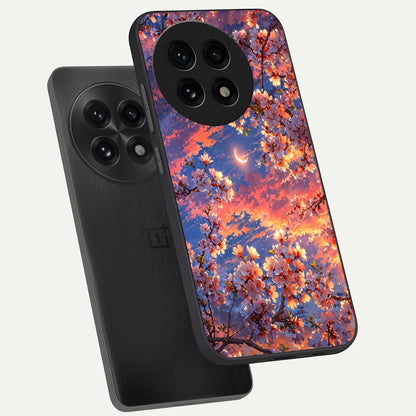  Celestial Sakura Sunset phone case For OnePlus 13R showing premium glass back cover with detailed artwork