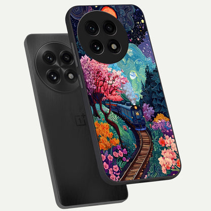  Celestial Train Journey phone case For OnePlus 13R showing premium glass back cover with detailed artwork