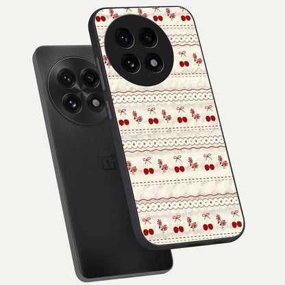  Cherry Bloom Charm phone case For OnePlus 13R showing premium glass back cover with detailed artwork