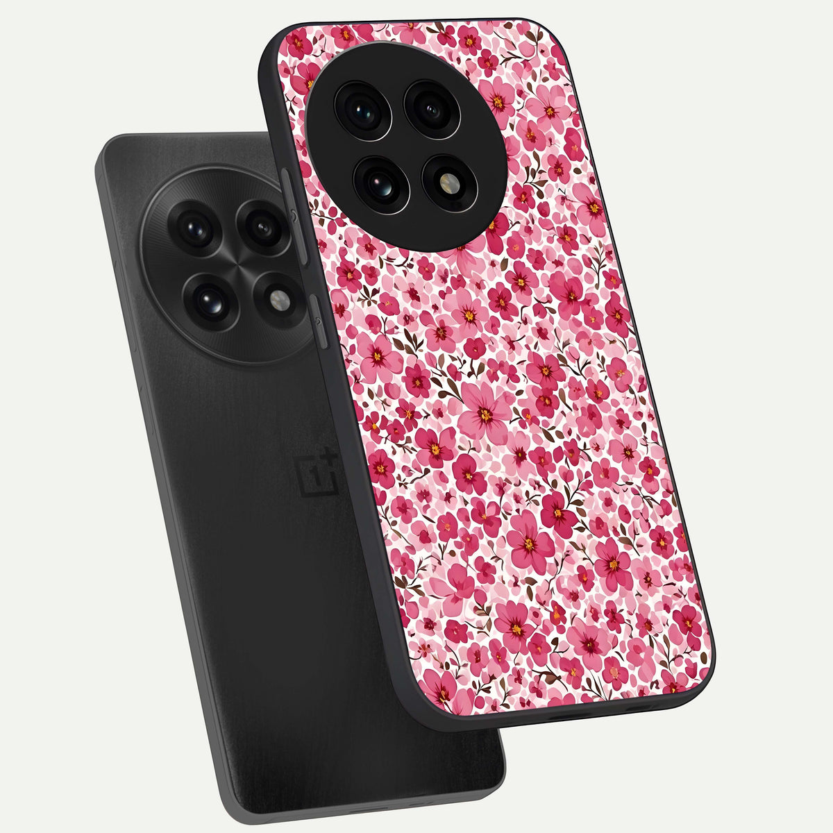  Cherry Blossom Charm phone case For OnePlus 13R showing premium glass back cover with detailed artwork
