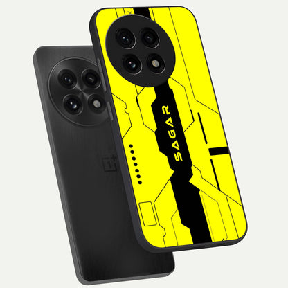  Circuit CYBERPUNK Custom Name phone case For OnePlus 13R showing premium glass back cover with detailed artwork